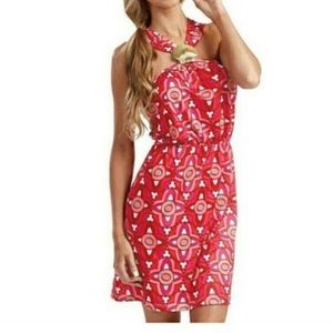 New Mud Pie Pink and Red Fanshell Dress